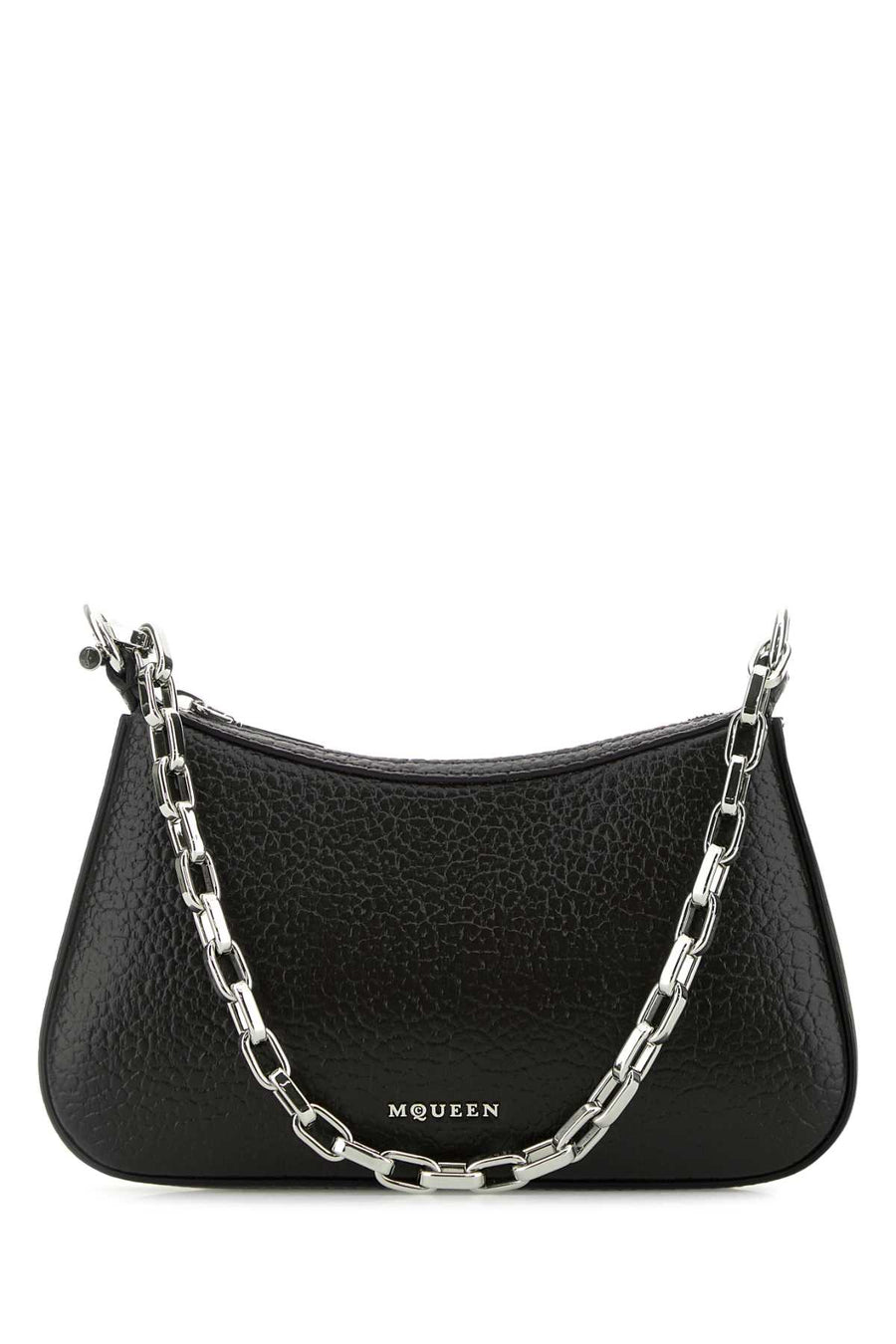 Alexander McQueen Exterior: 100% Lamb; Lining: 100% Nappa leather; Finishing: Silver metal shoulder bag in black