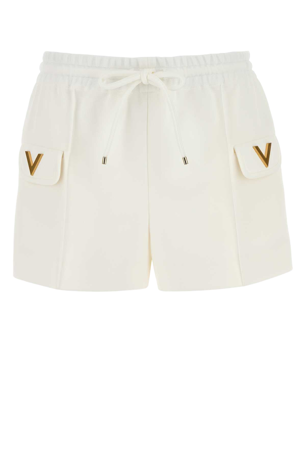 White Stretch Piquet Shorts Avorio Exterior: Polyester Elastane