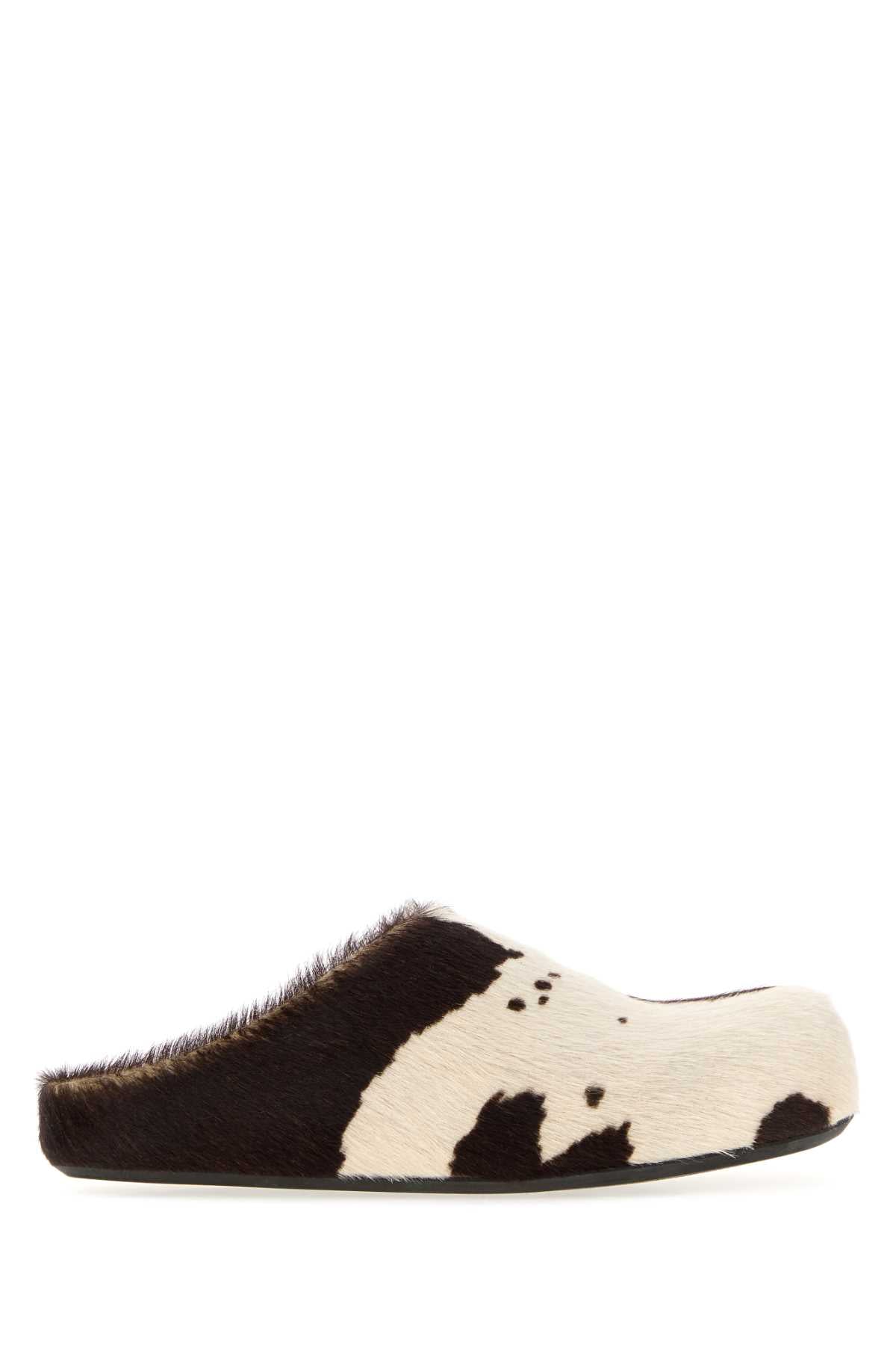 Printed Calf Hair Fussbett Slippers Lilywhitebrown Mocassini
