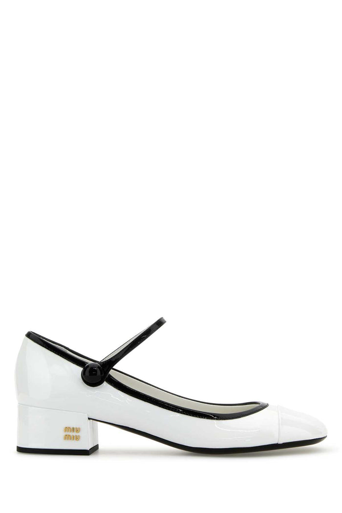White Leather Pumps Bianconero Vitello Scarpe Con Tacco