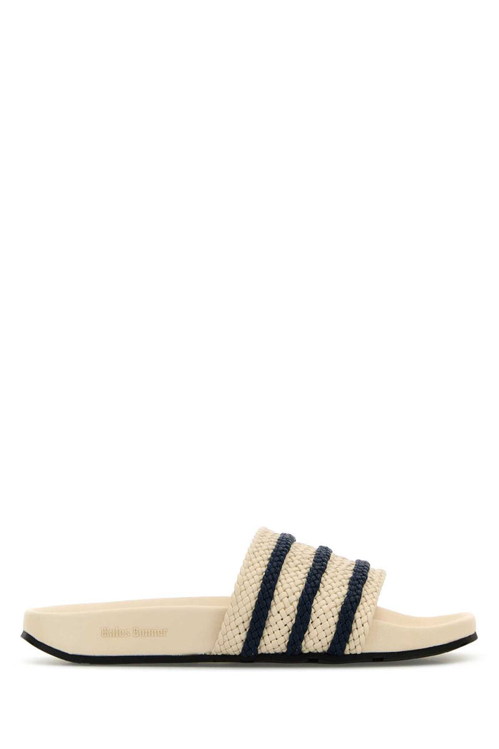 Ivory Leather Wales Bonner X Adidas Adilette Slippers Wonderwhingtindigo