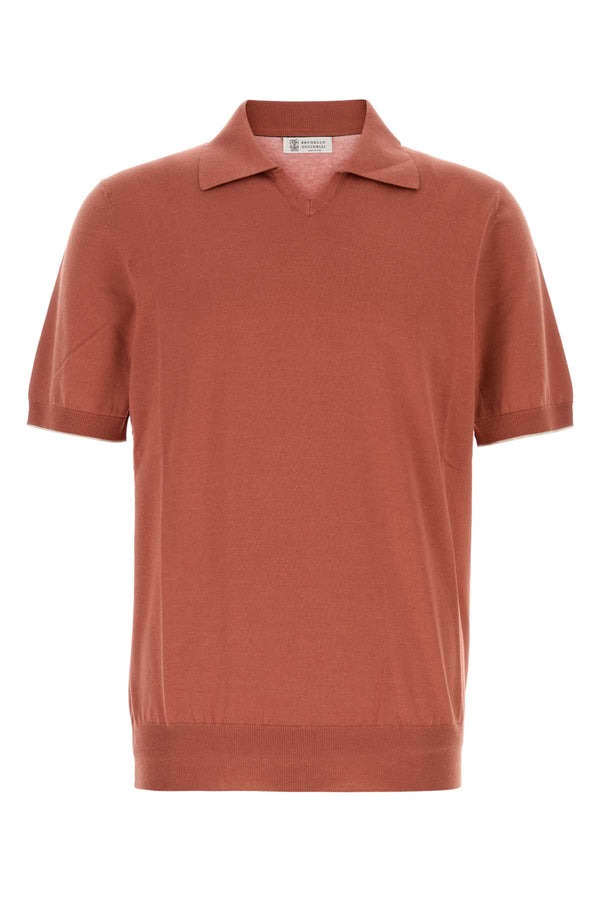 Brunello Cucinelli 100% Cotton polo shirt in orange
