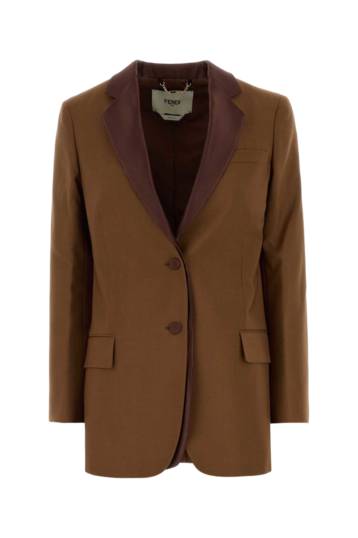 Caramel Wool Blend Blazer Tobacco-25 Giacche E Gilet