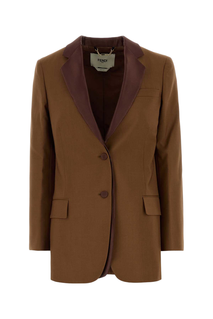 Caramel Wool Blend Blazer Tobacco-25 Giacche E Gilet