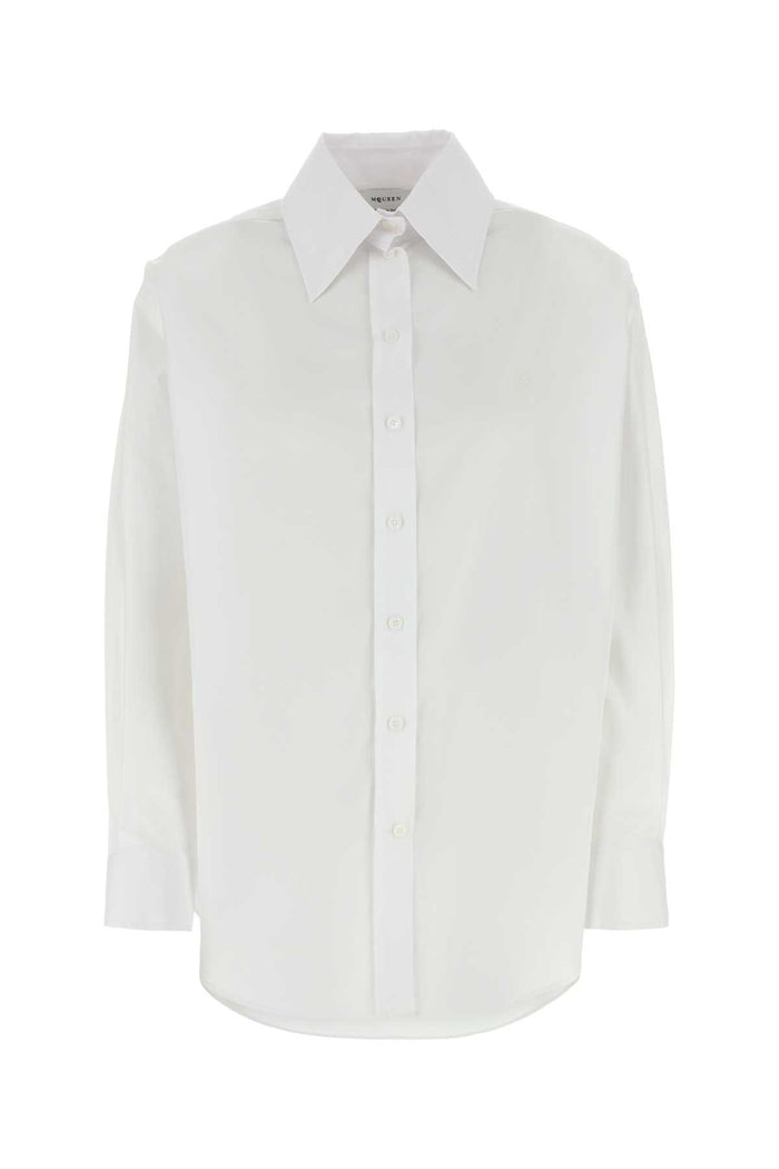 White Poplin Shirt Opticalwhite Exterior: Cotton Camicie