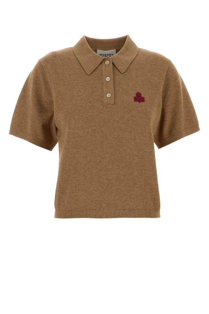 Biscuit Cotton Blend Althea Polo Shirt Camel/granita