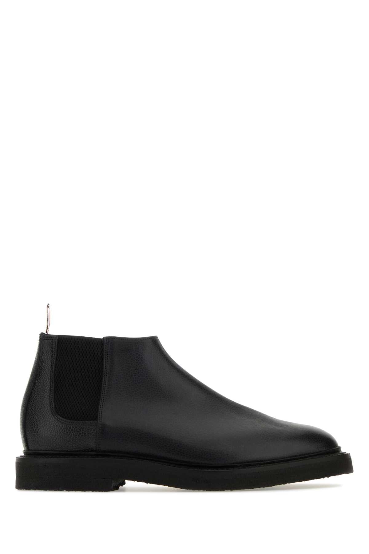 Black Leather Ankle Boots Stivali
