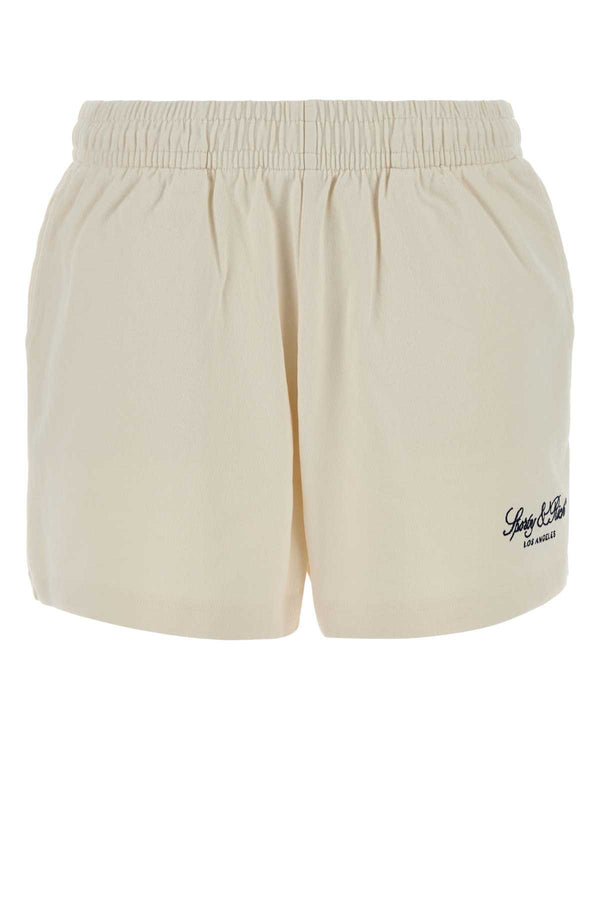 Sporty & Rich Embroidered 100% Cotton bermudas in beige