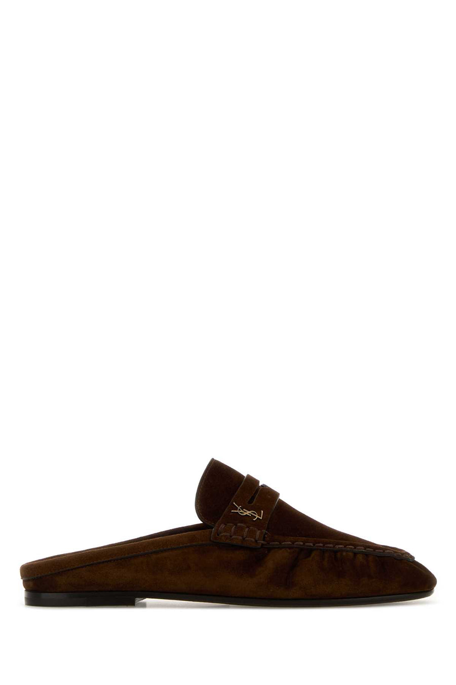 Saint Laurent Loafer Exterior: 100% Calf Suede; Interior: 100% Leather; Sole: Leather mule in brown