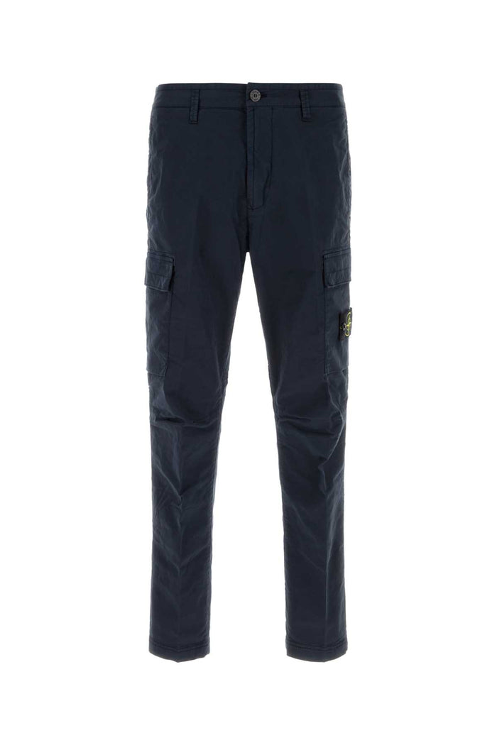 Navy Blue Stretch Cotton Cargo Pant Navyblue Exterior: Elastane Pantaloni