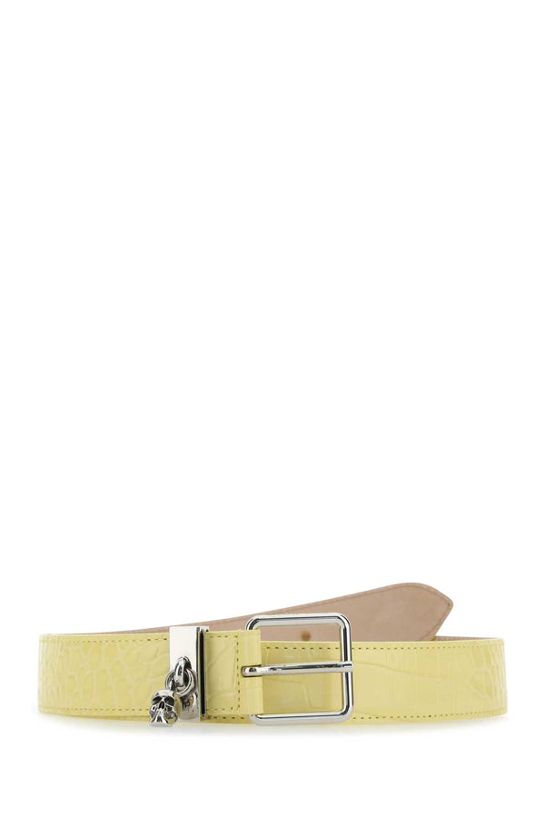 Alexander McQueen Leather with suede reverse belt in yellow