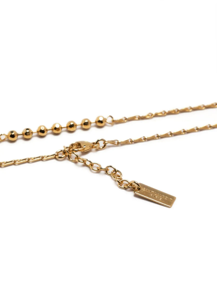 Ball And Wheat Chain Logo Necklace Gold Accessories > Jewelry