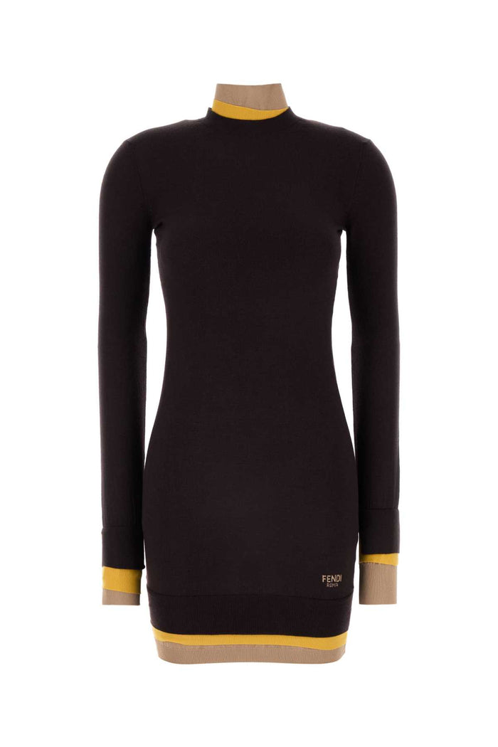 Plum Wool Blend Dress Aubergine Abiti