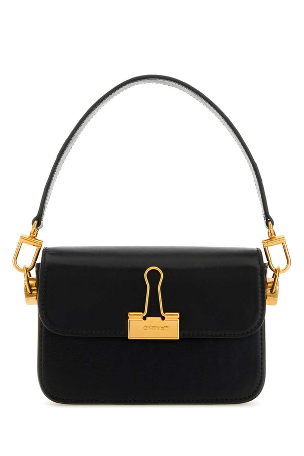 Off-White Exterior: 100% Calf Lining: 100% Fabric Finishing: Antiqued golden metal shoulder bag in black