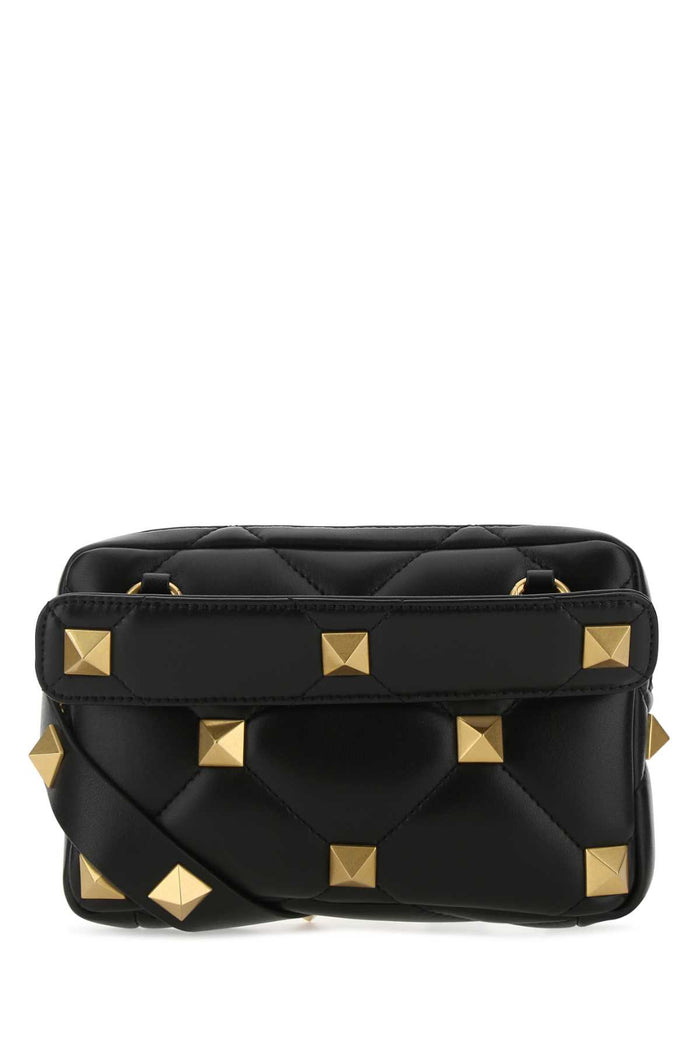 Black Nappa Leather Roman Stud Handbag 0no Borse A Mano