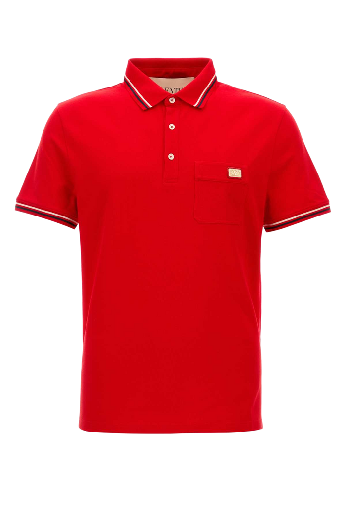 Red Cotton Polo Shirt Rosso