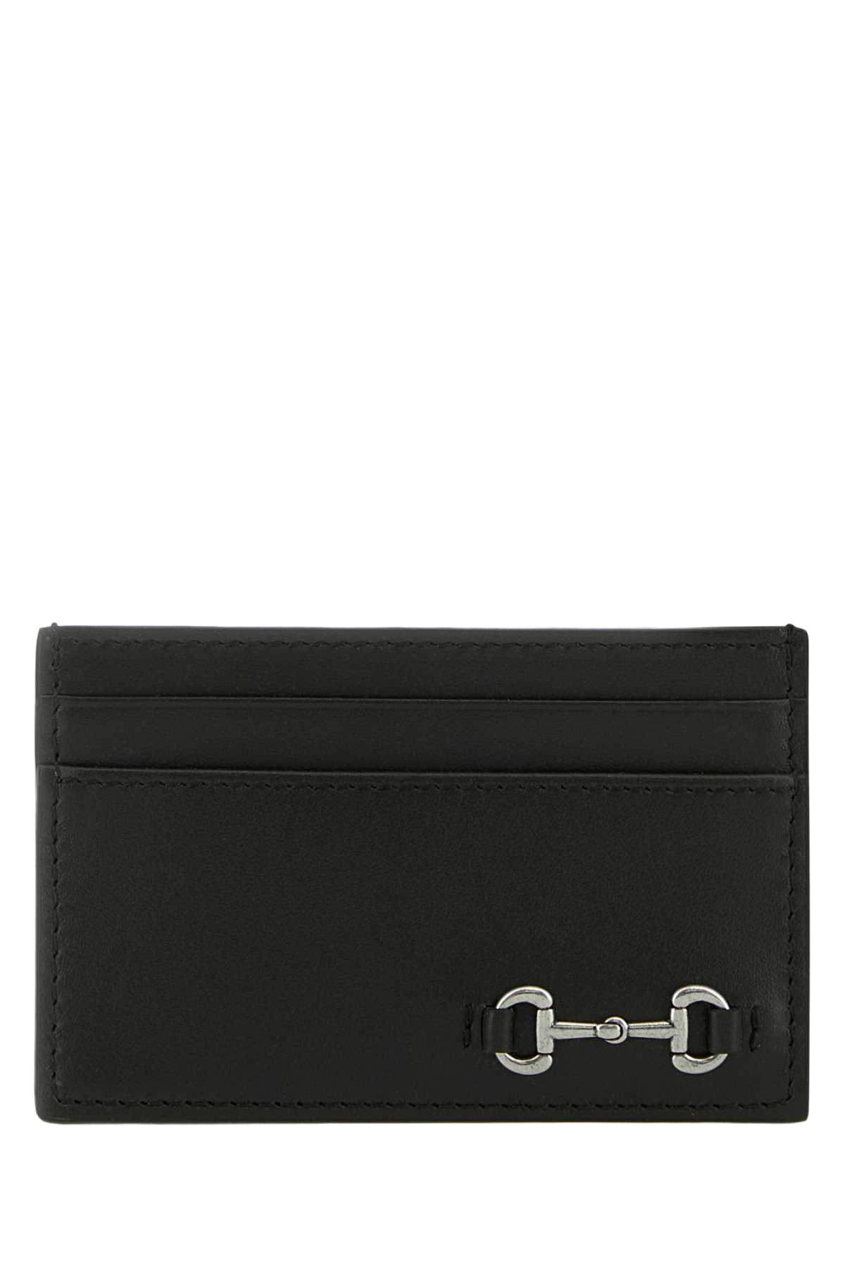 Black Leather Card Holder Nero Portafogli