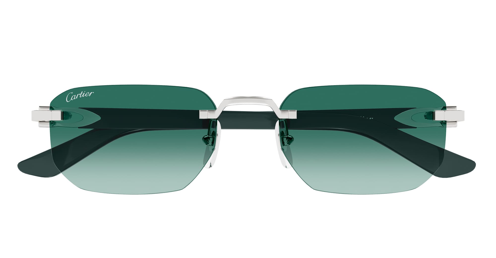 Decor C De Cartier Ct0622s-003 - Silver Green Metal Sunglasses