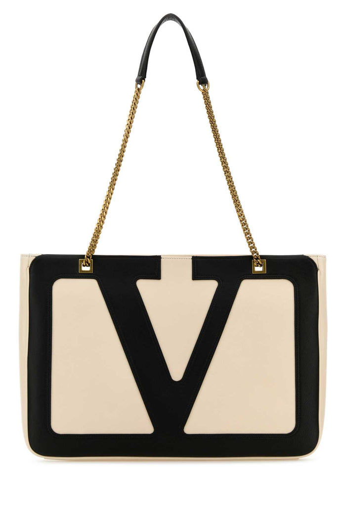 Sand Leather Medium Viva Superstar Shopping Bag Butterwhitenero Borse A Mano