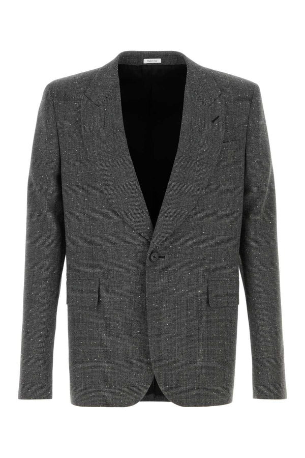 Alexander McQueen Rever Exterior: 100% Wool; Lining: 100% Cupro blazer in gray