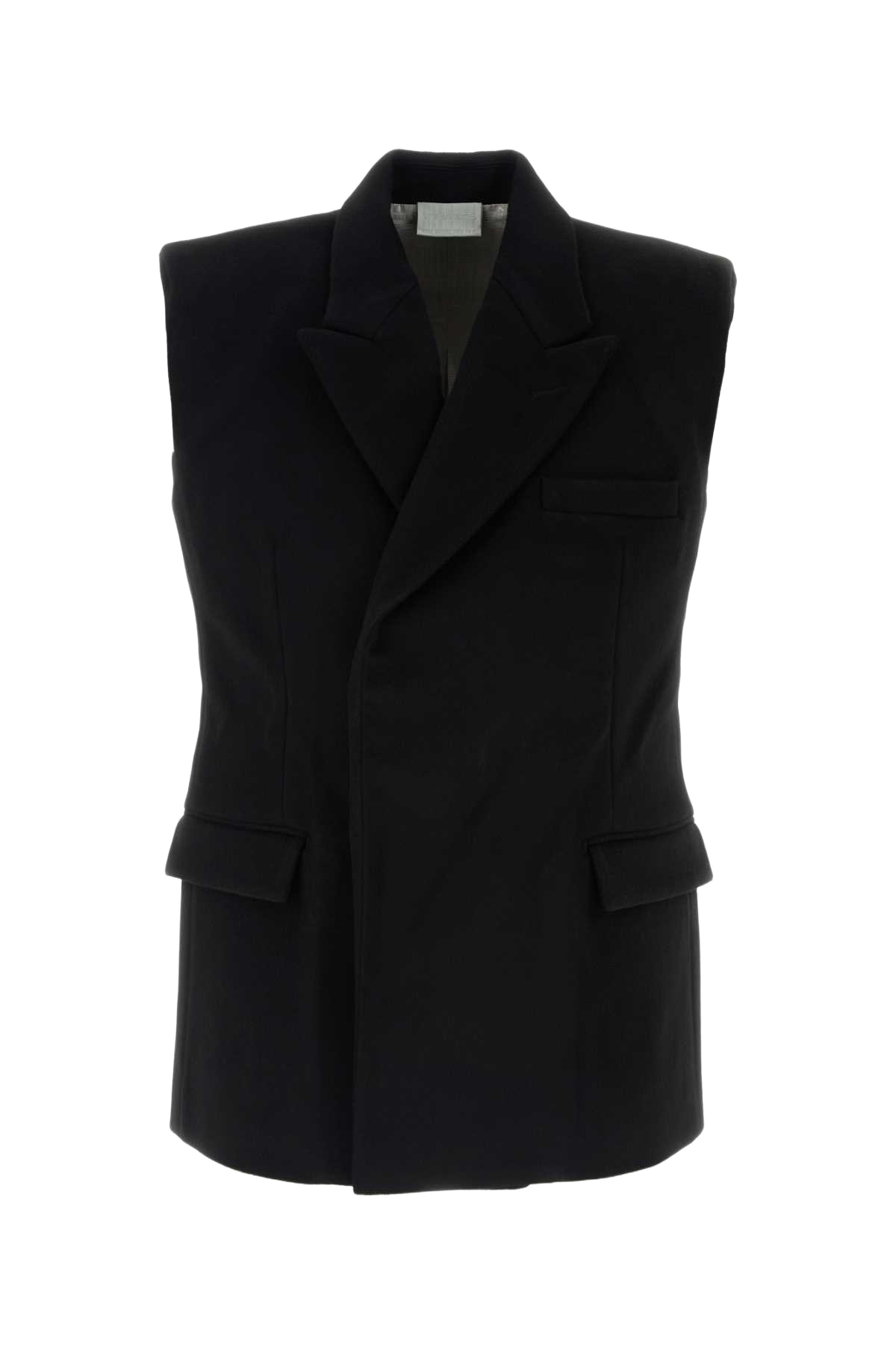 Black Wool Sleeveless Blazer Giacche E Gilet