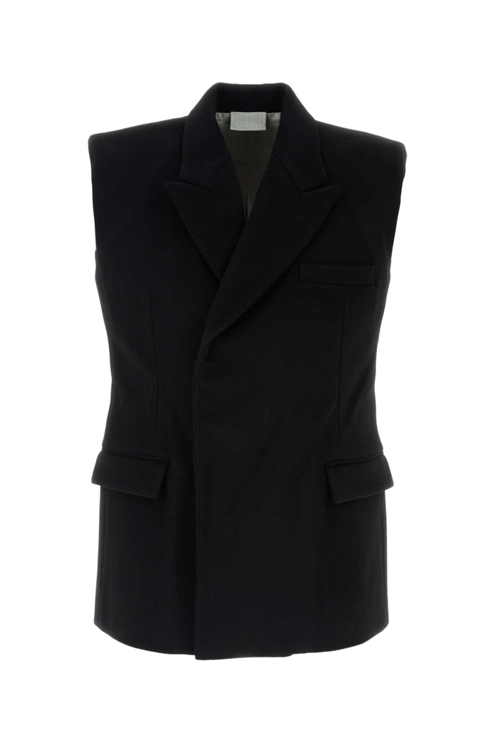 Black Wool Sleeveless Blazer Giacche E Gilet