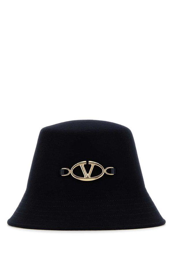 Valentino Garavani Vlogo Exterior: 100% Wool bucket hat in navy