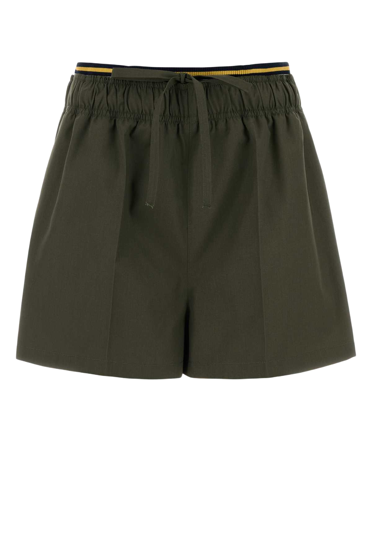 Army Green Poplin Shorts Militare Exterior: Polyester Cotton