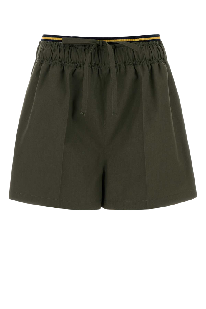 Army Green Poplin Shorts Militare Exterior: Polyester Cotton