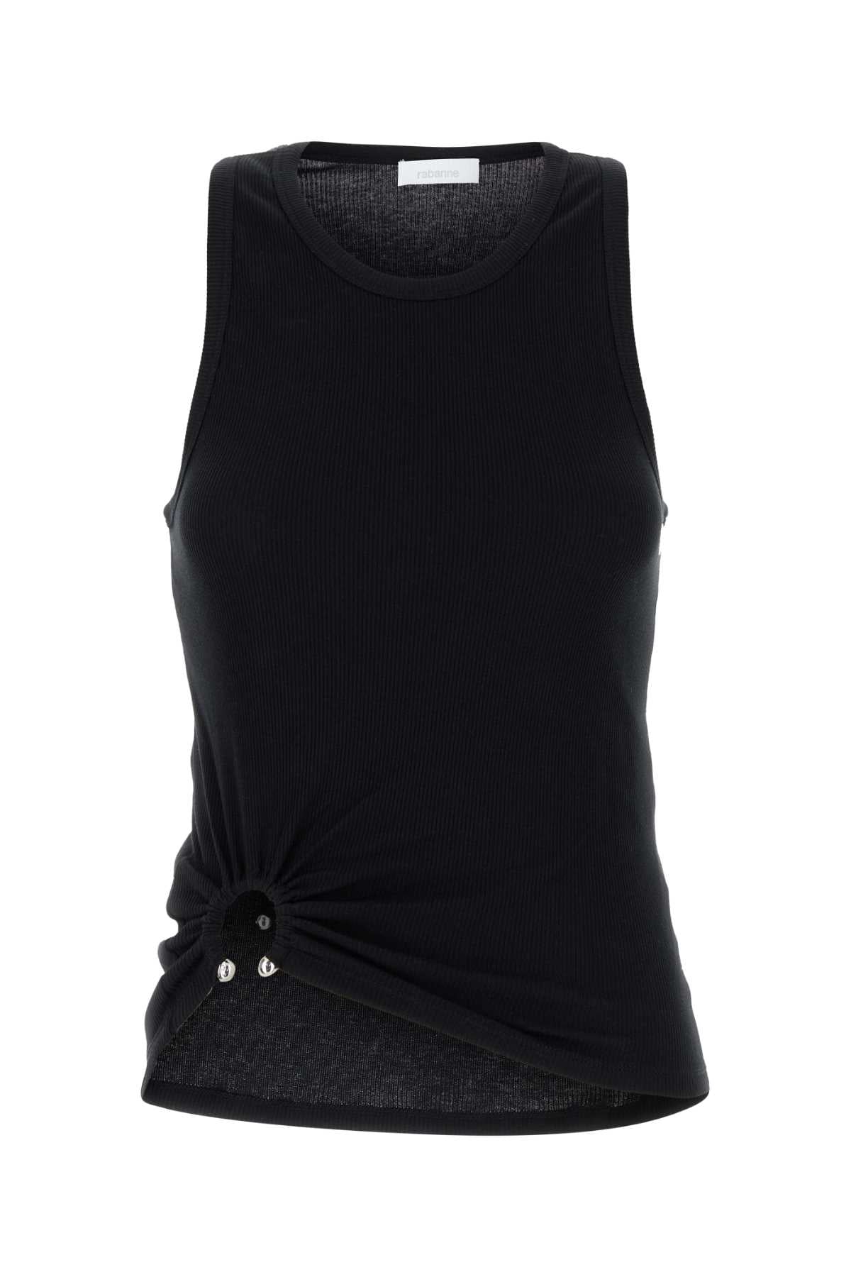 Black Stretch Cotton Top Exterior: Elastane Maglie
