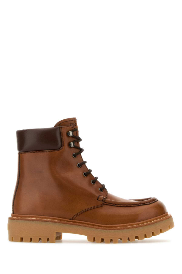 Prada 100% Vitello ankle boot in brown