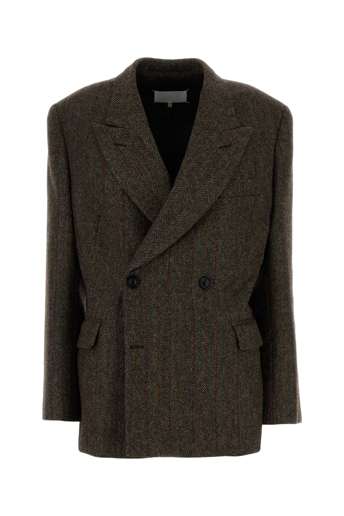 Embroidered Wool Blazer Brown Giacche E Gilet