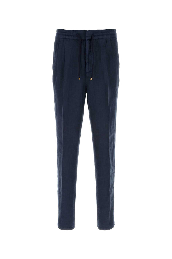 Brunello Cucinelli Uomo 100% Linen trousers in navy