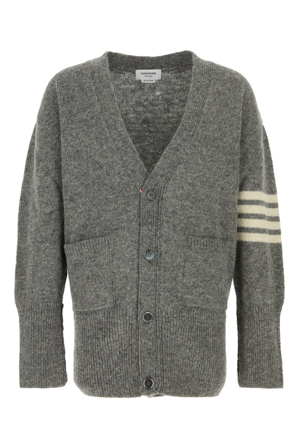 Thom Browne Stitchexaggerated 100% Wool cardigan in gray