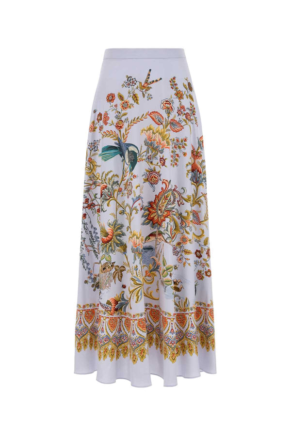 Etro Lunga 100% Silk skirt in white