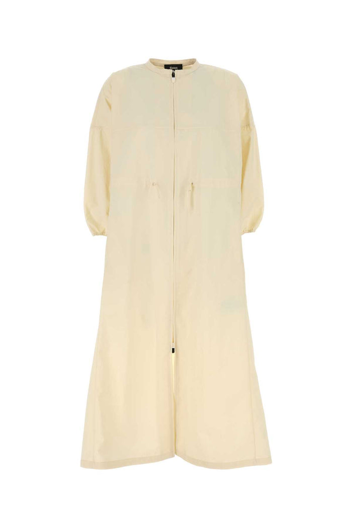Cream Nylon Laminar Dress Pannascuro Exterior: Abiti