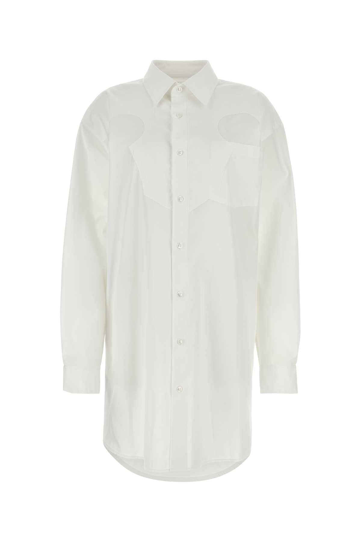 White Poplin Shirt Mini Dress Opticwhite Exterior: Cotton Abiti