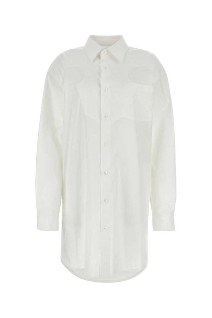White Poplin Shirt Mini Dress Opticwhite Exterior: Cotton Abiti