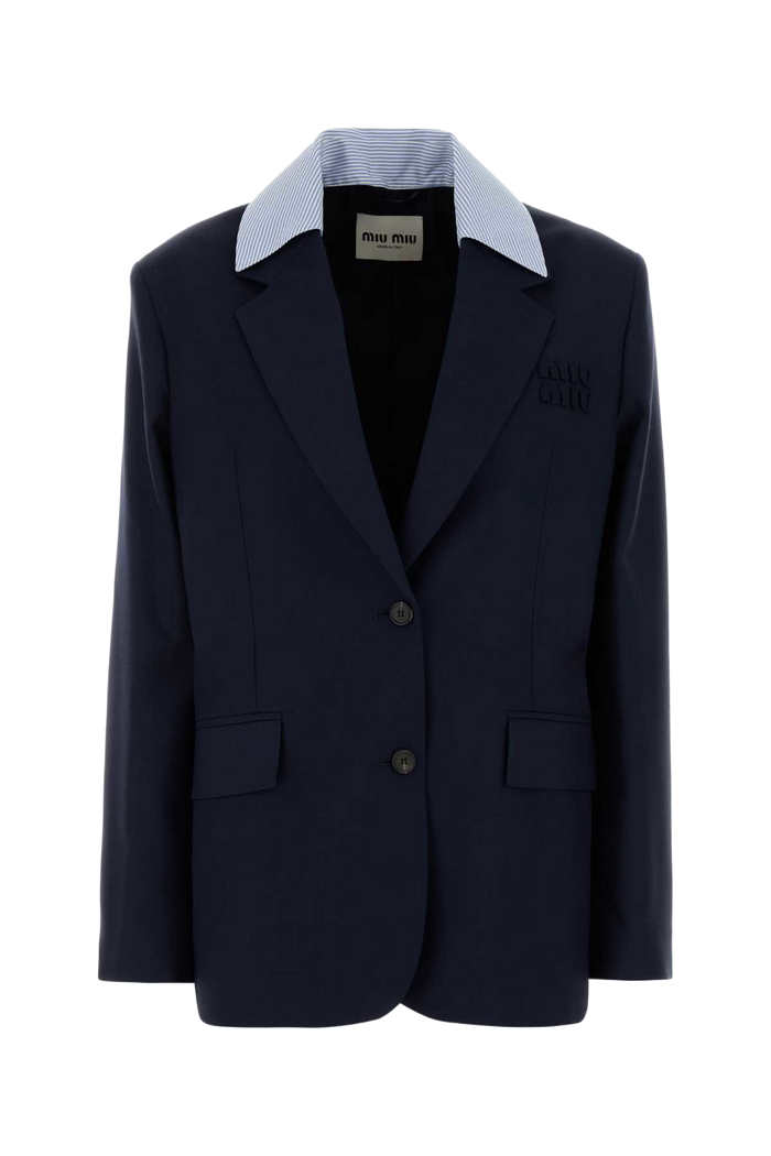 Navy Blue Wool Blazer Baltico Giacche E Gilet