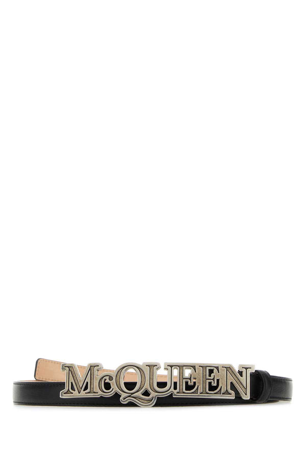 Alexander McQueen Exterior: 100% Leather Finishing: Antiqued silver metal belt in black