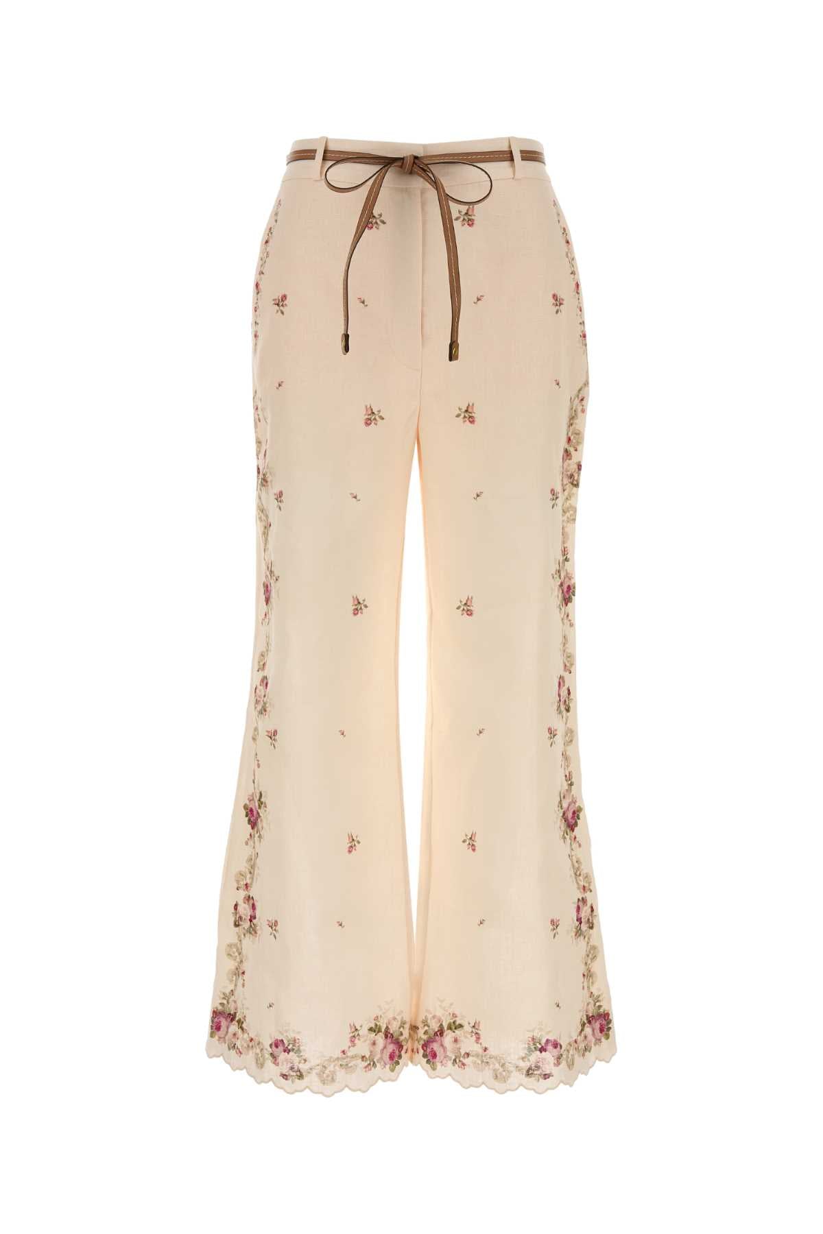 Cream/pinkrose Linen Pantaloni