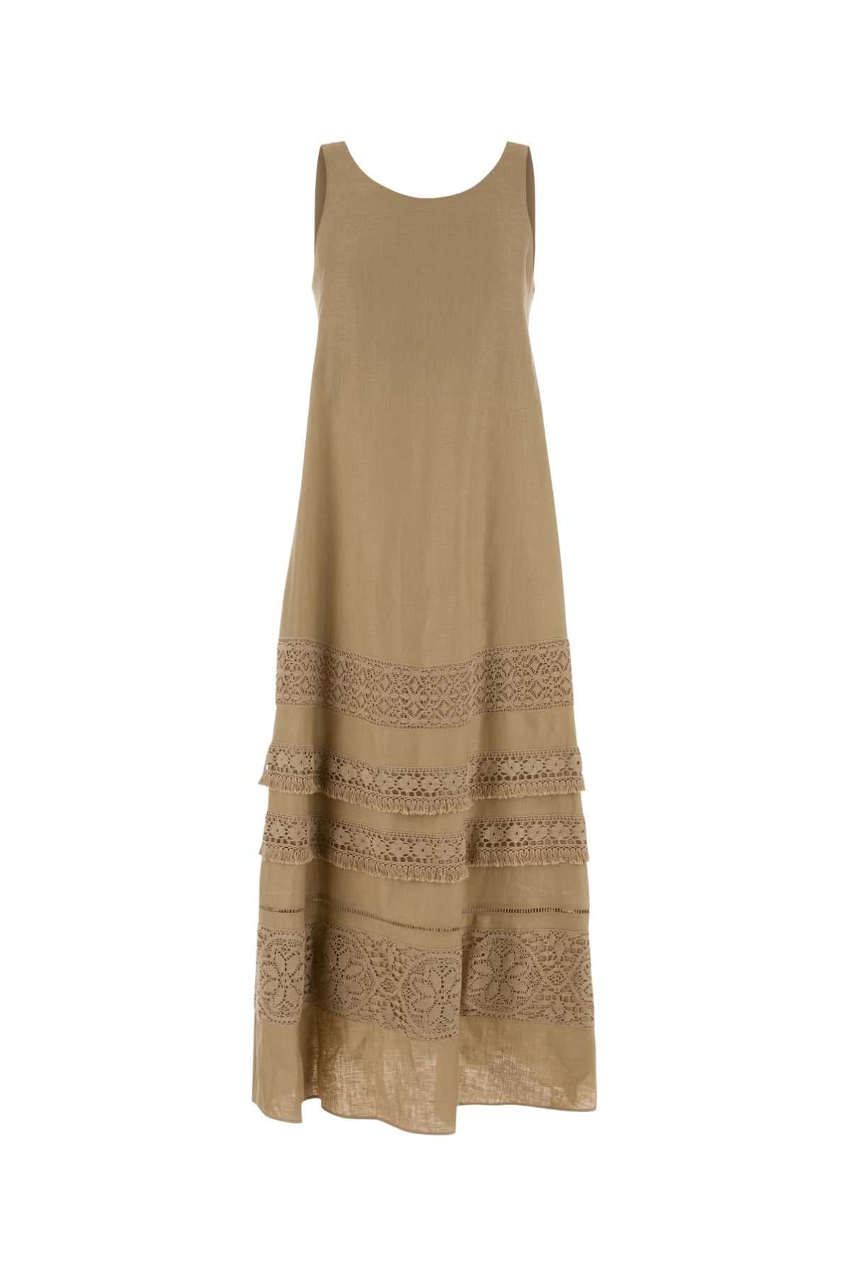 Beige Linen Dolmen Dress 001 Exterior: Abiti