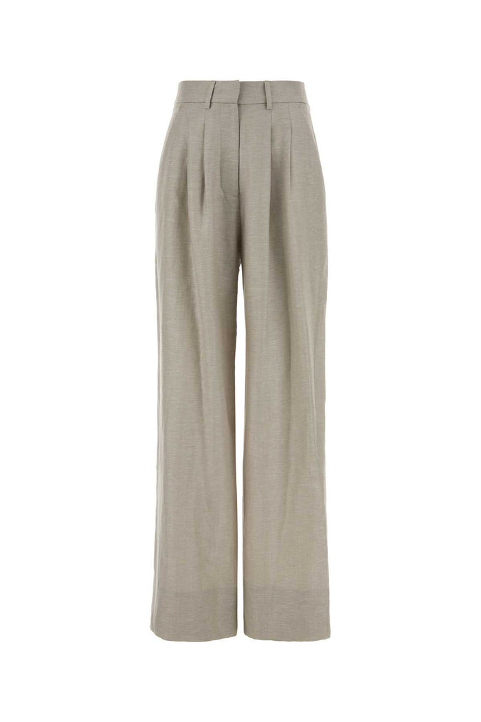 Sand Twill Wide-Leg Frankie Pant Ghiaccio Exterior: Vigin Wool Linen Pantaloni