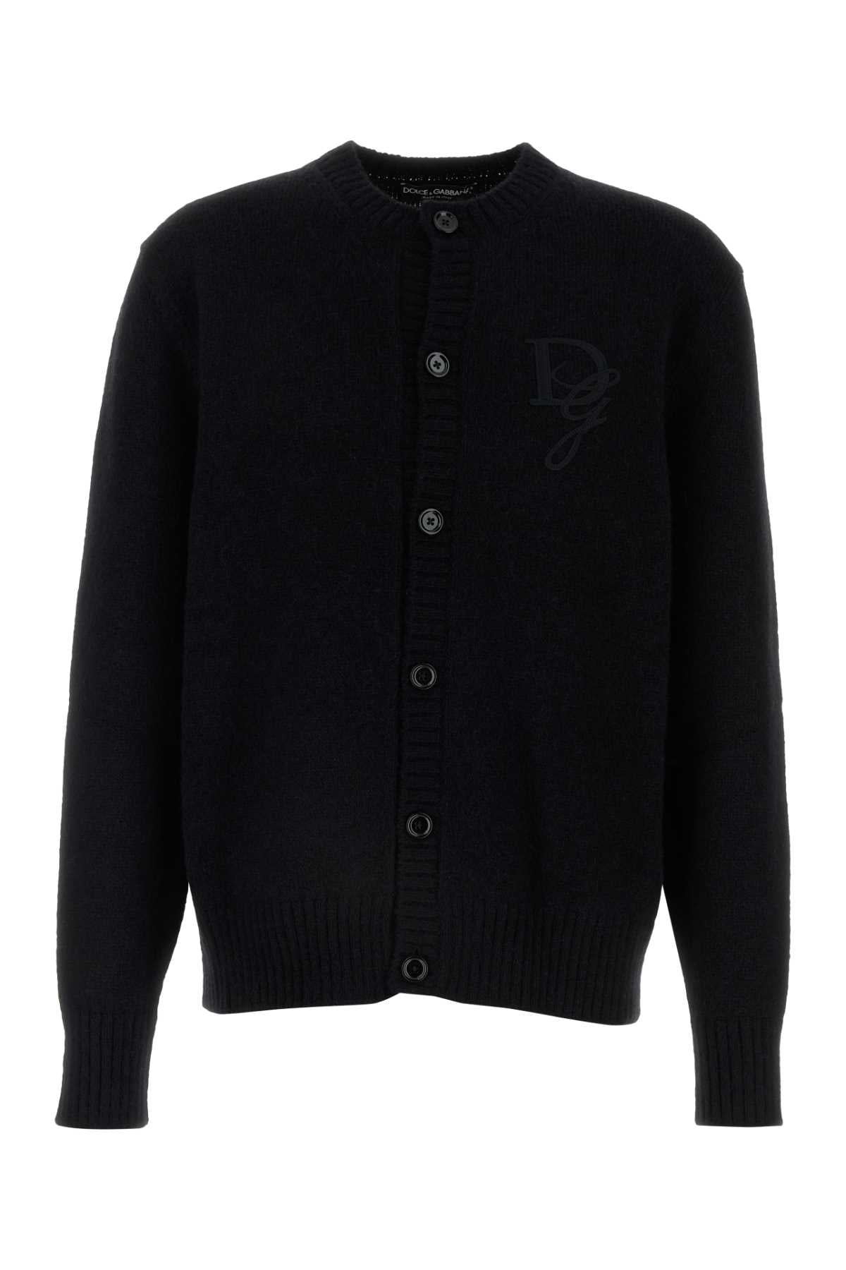 Black Nylon Blend Cardigan Nero Exterior: Alpaca Wool Maglieria