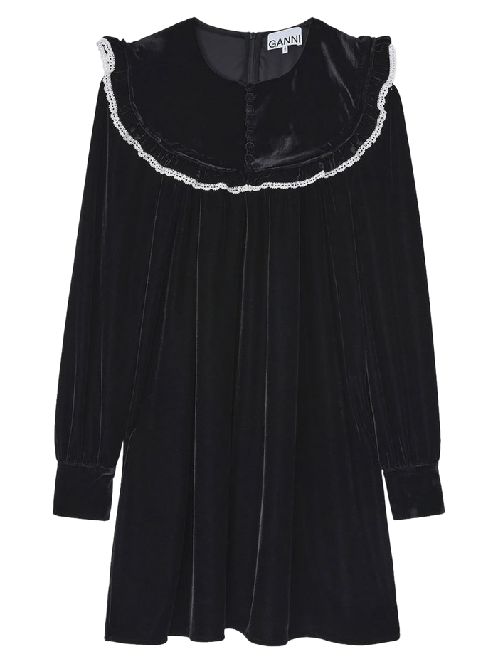 Mini Velvet Dress Black Recycled Polyester Elastane
