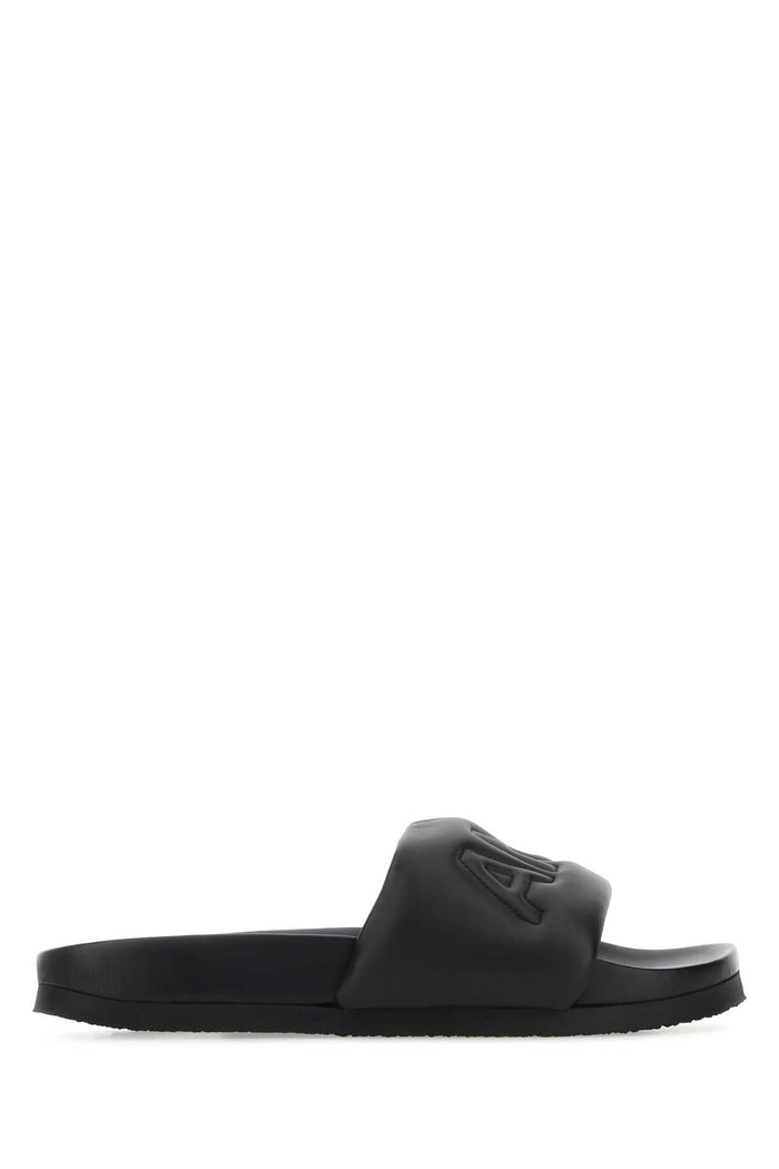Black Leather Slippers 1000