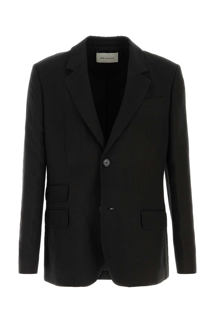 AMI Paris Exterior: 54% Viscose 46% Linen. Lining: 50% Polyester 50% Cotton blazer in black