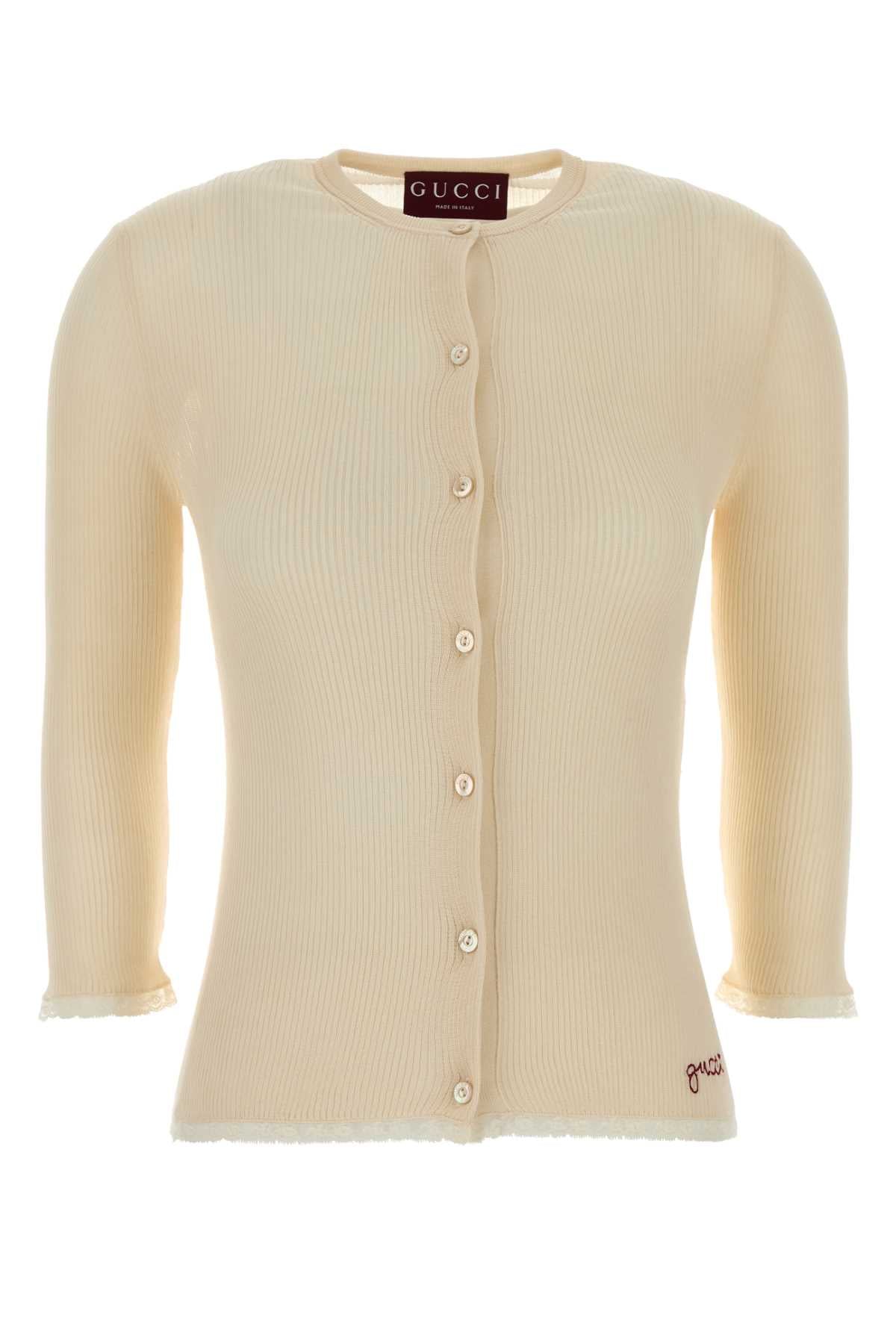 Cream Cotton Cardigan Softwhitemix Exterior: Maglieria