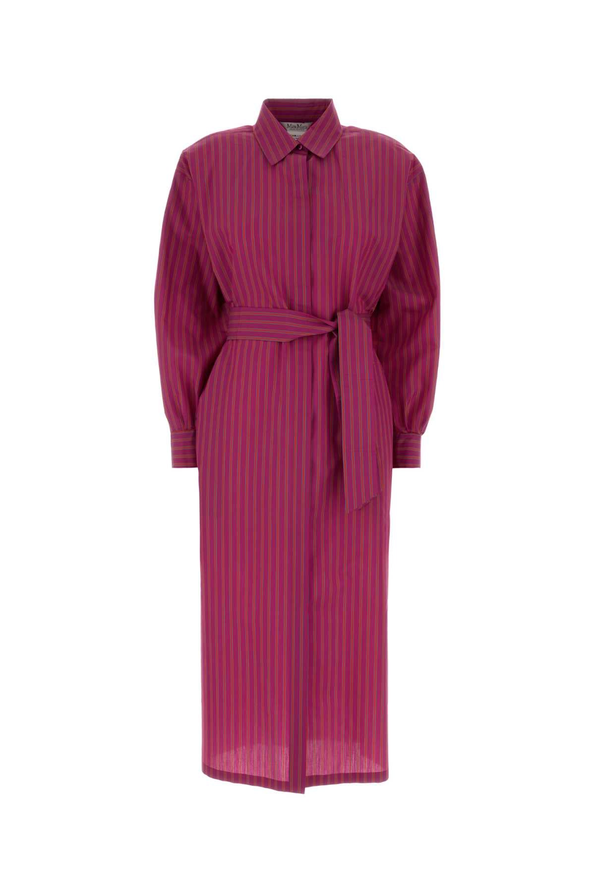 Embroidered Poplin Lord Shirt Dress Viola Exterior: Cotton Silk Abiti