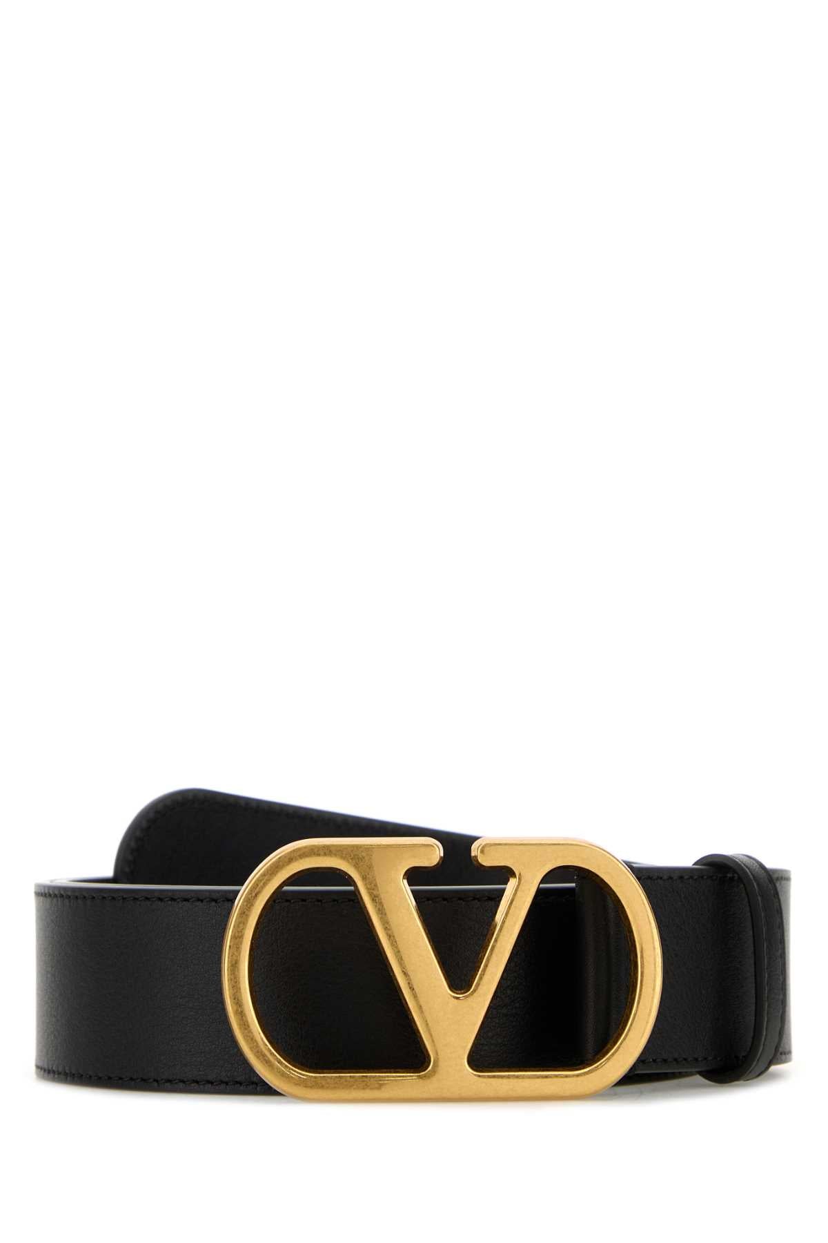 Black Leather Belt Nero Calf - Bos Taurus Cinture